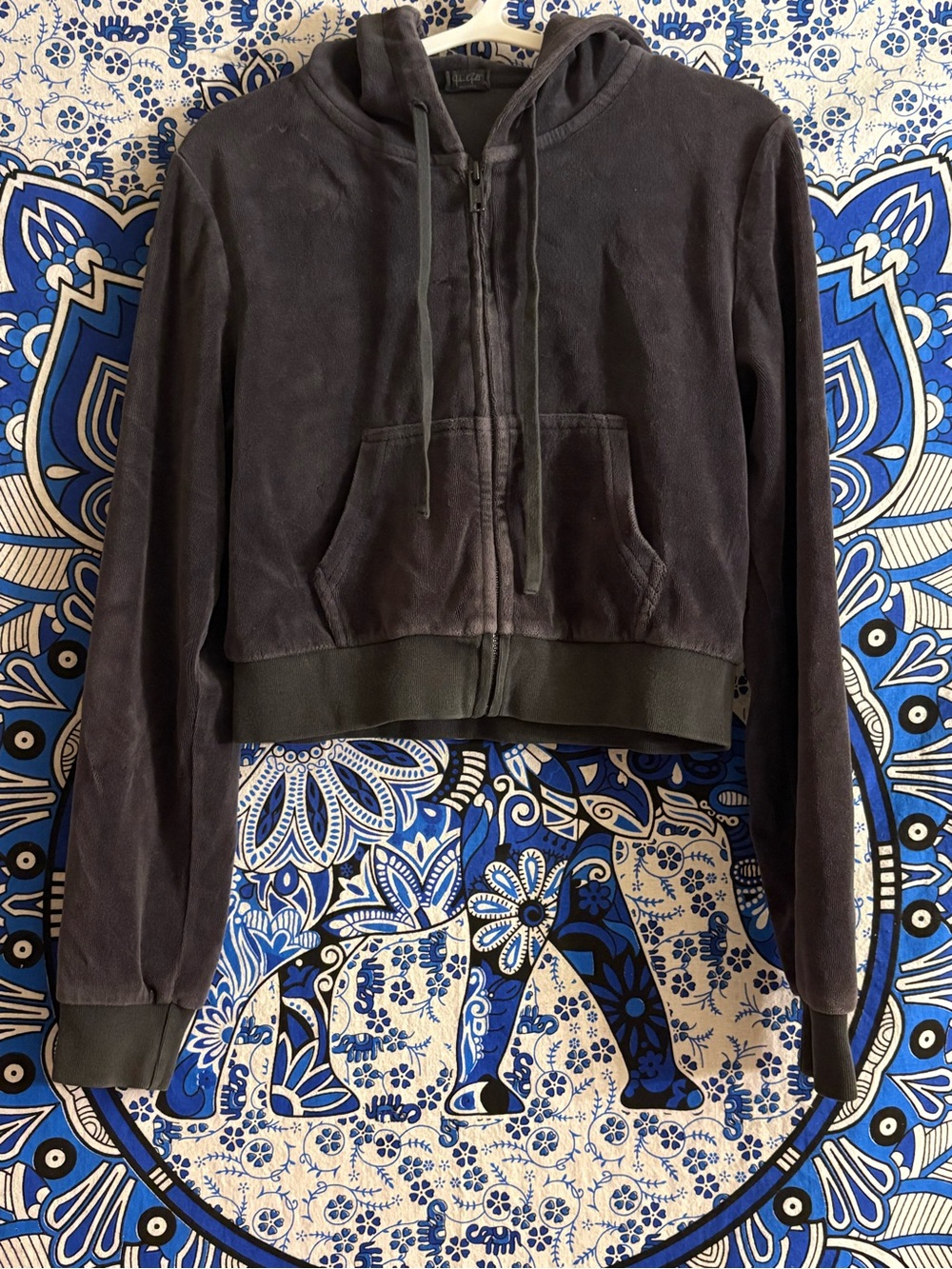 Brandy Melville Dark Gray Cropped Zip Hoodie